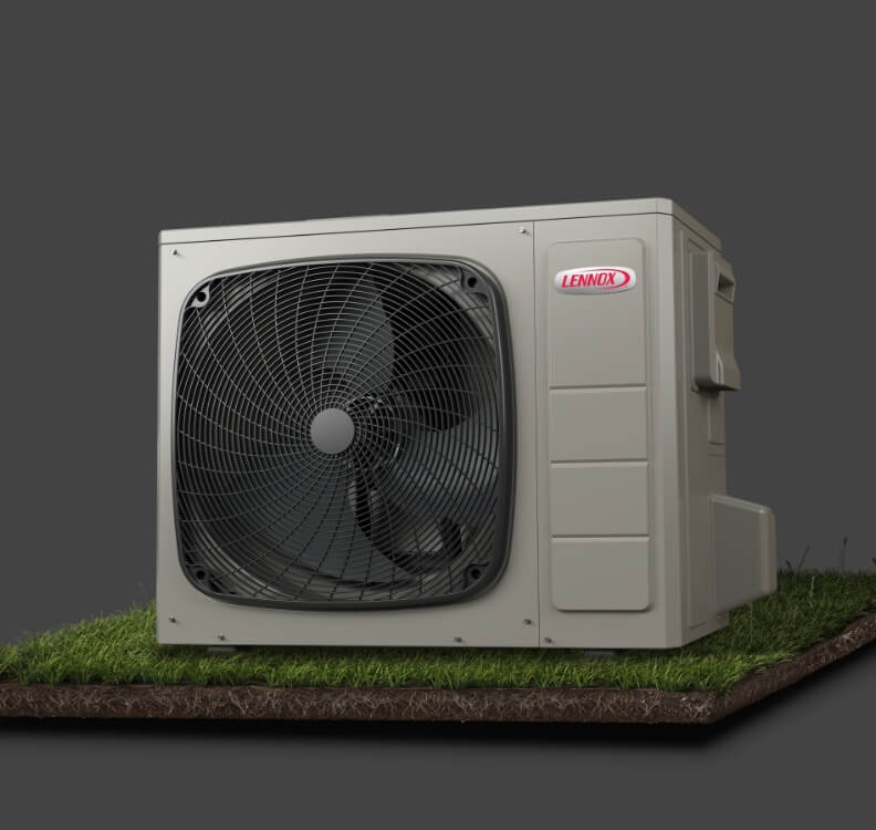 Unité extérieure de thermopompe Lennox sur le gazon